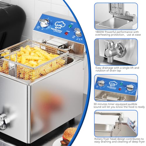 6.3Qt Electric Fryer with Oil Drain