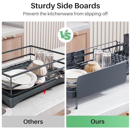 Large Dish Drying Rack for Kitchen Counter (Gray)