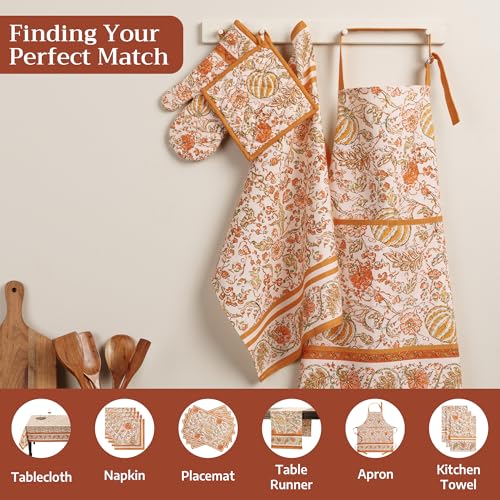 Pot Holders 100% Cotton Potholders (127 - Pumpkin Spice / 8" x 8" (Pot Holder Pack of 2))