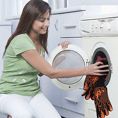 BBQ Gloves 1472 Degree F Heat Resistant Grilling Gloves Silicone Non (long / Orange)