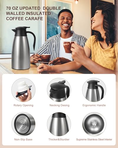 70 OZ Thermal Coffee Carafe (Silver / 71 Ounces)
