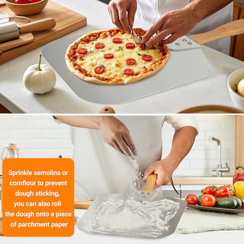 12" x 14" Aluminum Pizza Peel with Wooden Handle