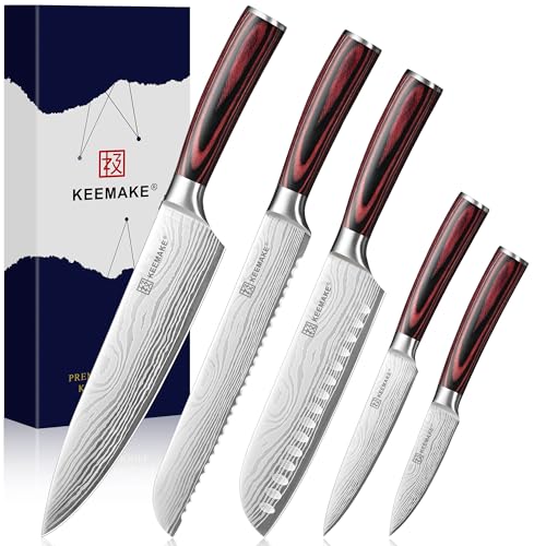 5 Pieces Kitchen Knife Set (Red 5pcs)