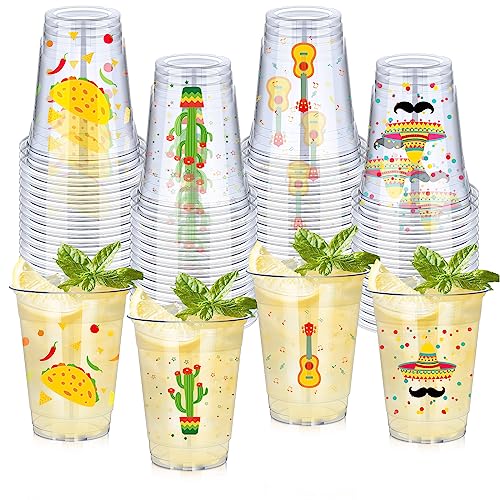 50 Pcs 12oz Fiesta Cup Mexican Disposable Plastic Margarita Glasses
