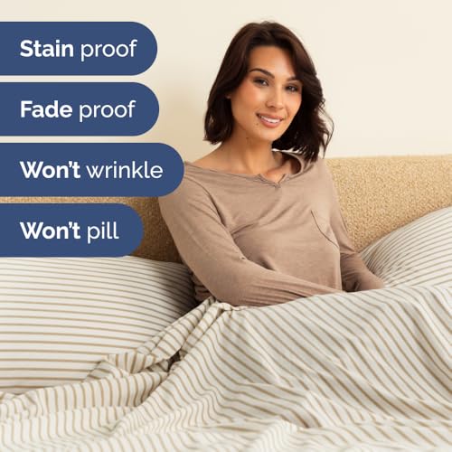 Flex Top Split Head King 4 Piece Sheet Set (44 - Beige Stripes 2 / Split Head/Flex Top)