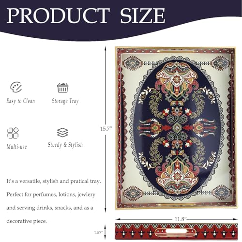 Plastic Serving Tray for Ottoman (30 Navy Blue / 11.8" x 15.7" x 1.6")