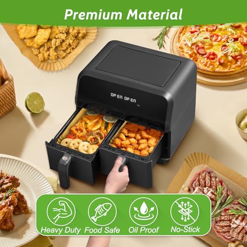 360 Pcs 8.7" x 5.5" Square Air Fryer Paper Liners Disposable Unbleached Heavy Duty (360 Count)