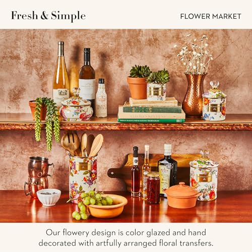 Enamel Utensil Holder (Flower Market White)