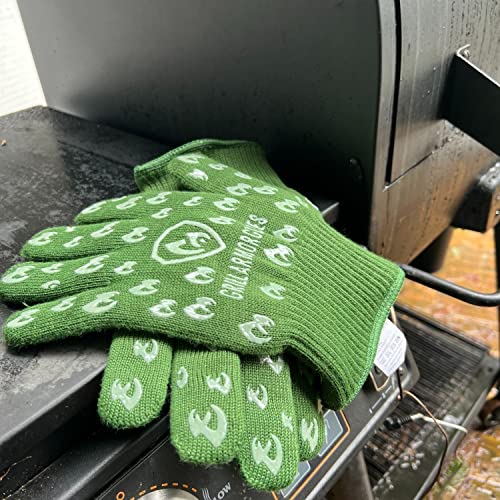 Grill Armor Oven Gloves with Fingers (One Size Fits Most Standard Cuff / Green Glow in the Dark)