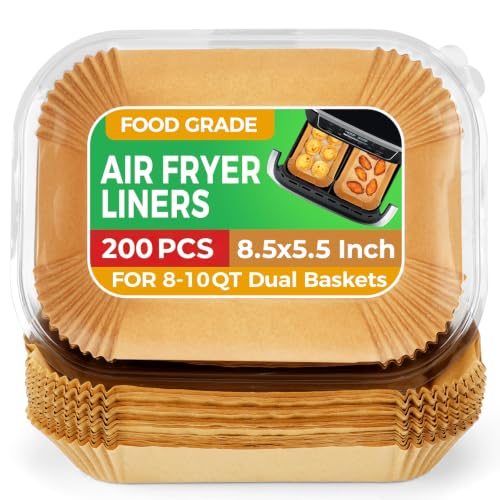 200PCS Air Fryer Paper Liners for Ninja Dual Airfryer & bella Slim (8.5*5.5)