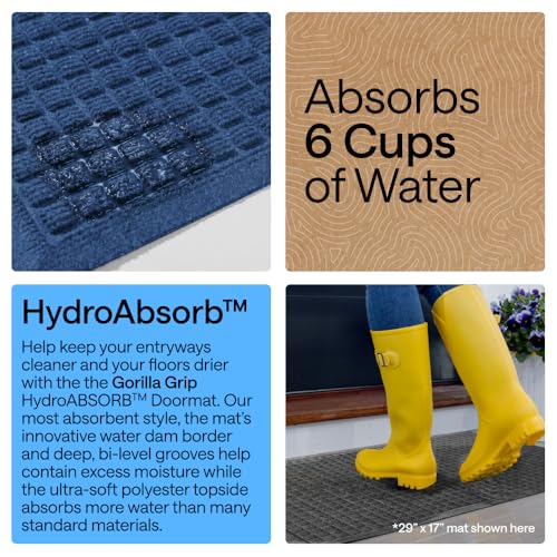 HydroABSORB Door Mat for Indoor Outdoor Use (Blue / 47" X 35")