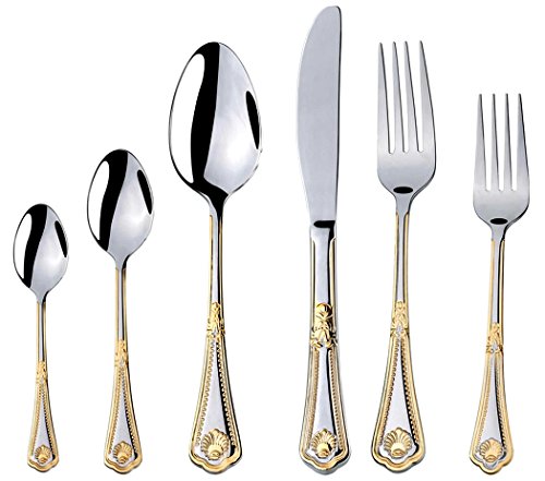 75 Pc Luxury Flatware Set for 12 w (Seashel)
