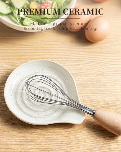 Spoon Rest Ceramic Spoon Rest Kitchen Spoon Holder for Stove Top (Beige with Speckled)