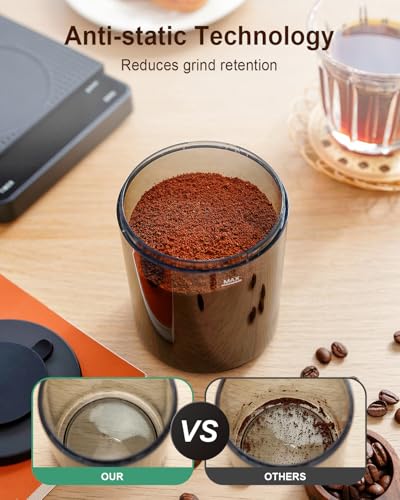 Electric Conical Burr Coffee Grinder with Removable Coffee Scale (Matte Black)