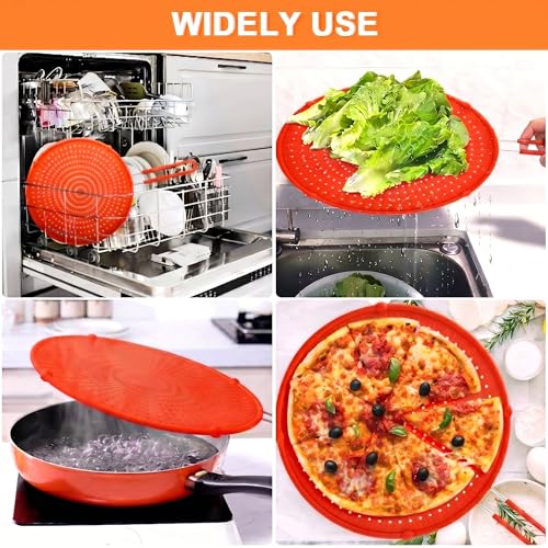 Silicone Large Splatter Screen for Frying Pan (Red)