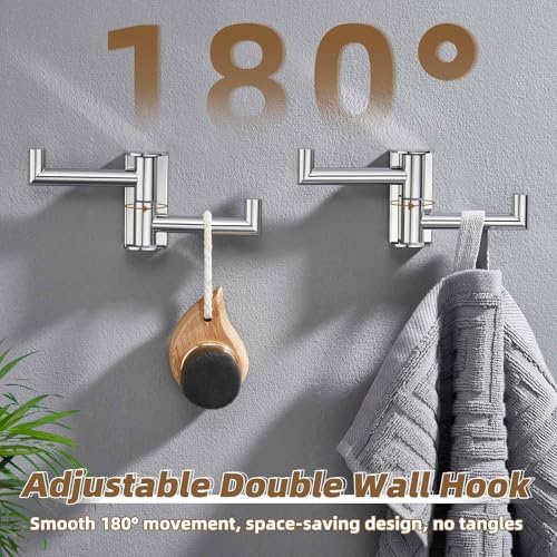 Swivel Wall Hooks with 2 Arm (2 Pack / Polished Chrome)