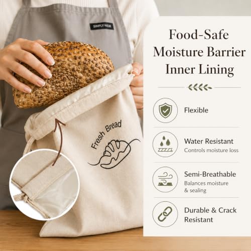 3 Pack Linen Bread Bags for Homemade Bread (3 Count)