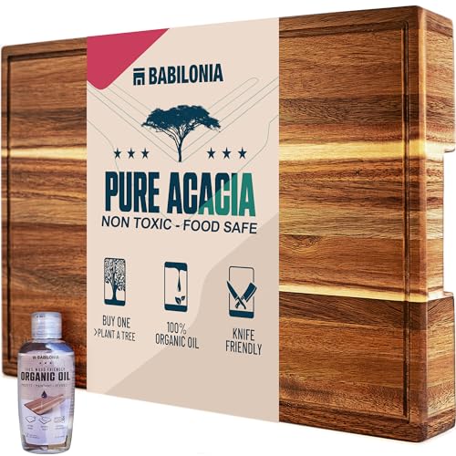 Acacia Wood Cutting Board for Kitchen (Acacia Wood / 19.7"L x 12.2"W)