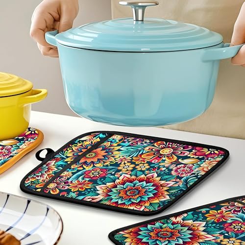 Vibrant Mandala Floral Pot Holders for Kitchen (Haodh-9)