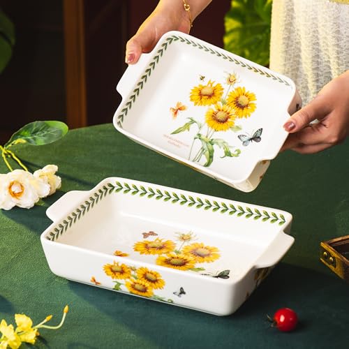 ONCCI In Glaze Ceramic Baking Dish Set of 2 (Sunflower)
