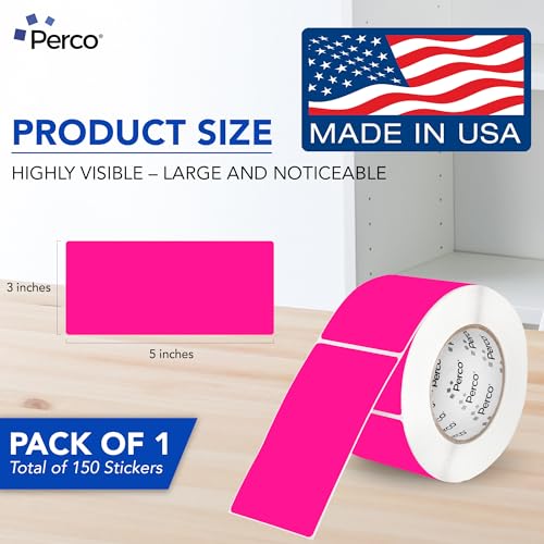Neon Pink 3x5 Inch Perforated Sticker Labels (Mini Roll / Neon Pink)
