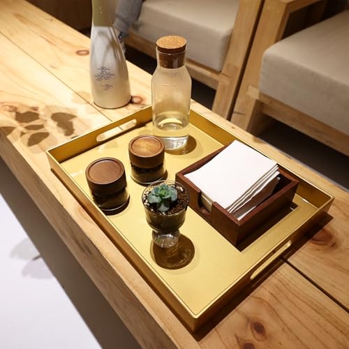 Gold Plastic Serving Tray for Ottoman (30 Gold / 11.8" x 15.7" x 1.6")