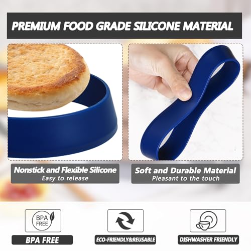 4 Inch Round English Muffin Rings (Blue-4.0)