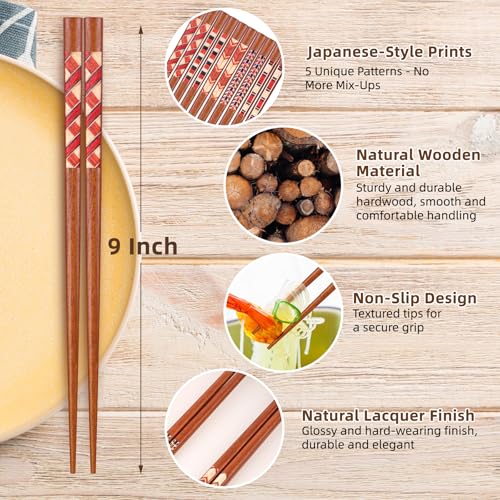 Handmade Japanese Chopsticks Reusable Natural Wooden Chopstick with Box (Natural Wood)