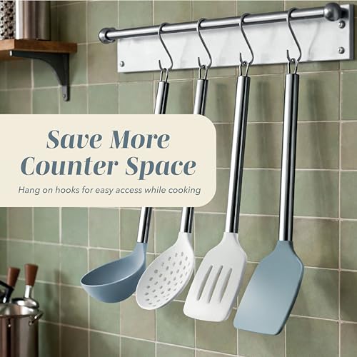 Silicone Cooking Utensils (Blue and White / 10 Pieces)
