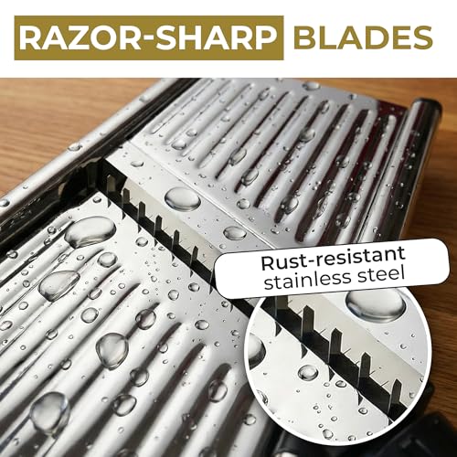 Gramercy Mandoline Slicer for Kitchen with 12 Slice Settings (Black/Silver)