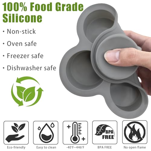 Silicone Egg Bite Molds (4 Cups (Red + Gray))