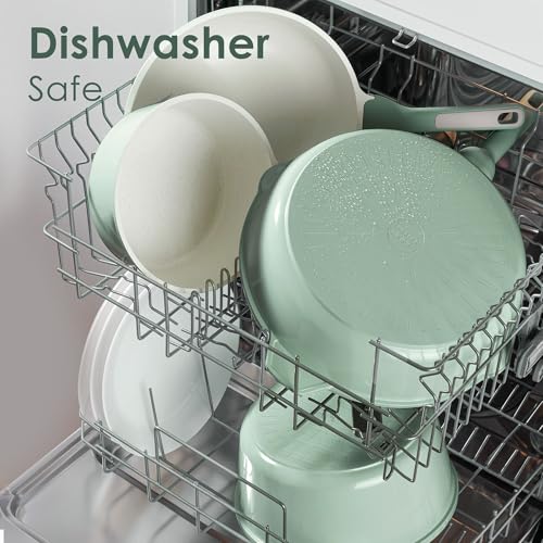 Nonstick Ceramic Cookware Set Large 13 (Light Green)