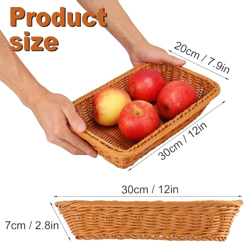 6 Pack 12 Inch Brown Poly Wicker Bread Baskets (6 Pack 12 Inch Brown)