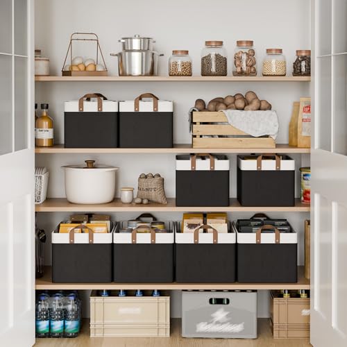 Closet Storage Bins (Black and White / 16 ½" L x 12" W x 10 ¼" H)