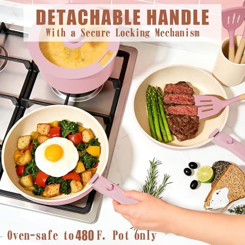 Pots and Pans Set Non Stick (Pink)