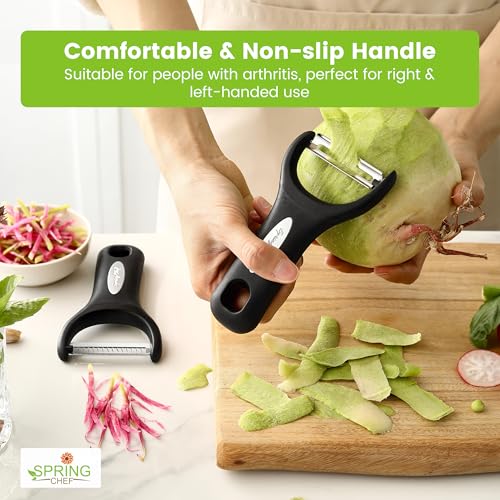 Premium Y & Vegetable Julienne Peeler Set for Kitchen with Stainless Steel Sharp Blades (2 Count)