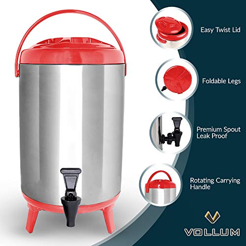 Stainless Steel Insulated Beverage Dispenser (12 Liter / Red)