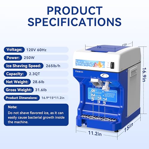 Ice Shaver Machine 250W (2.3Qt)