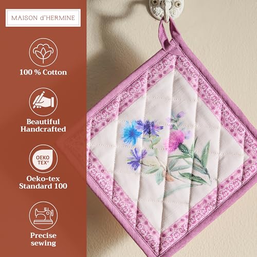 Pot Holders 100% Cotton Potholders (038 - Chardon / 8" x 8" (Pot Holder Pack of 2))