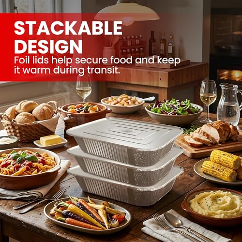 Disposable Aluminum Pans with Lids (15 Pcs Set)