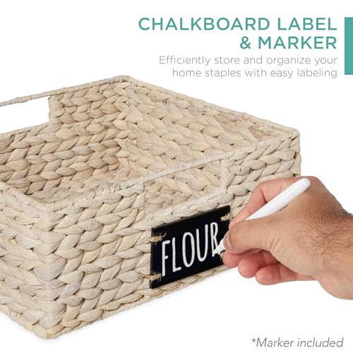 Set of 4 13x12in Water Hyacinth Pantry Baskets (13x12x5in / White)