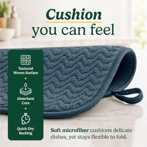 Cuisinart Dish Drying Mat for Kitchen Counter (Geostripe Blue)