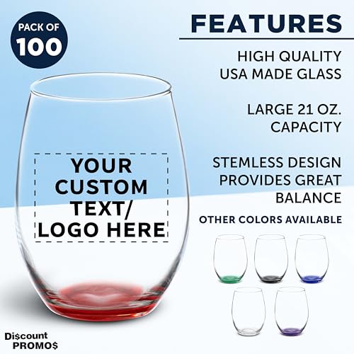100 ARC Stemless Wine Glasses Set (100 Count)