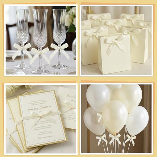 30 Pack Ivory Ribbon Bows for Cake Decorations Pre (Ivory)