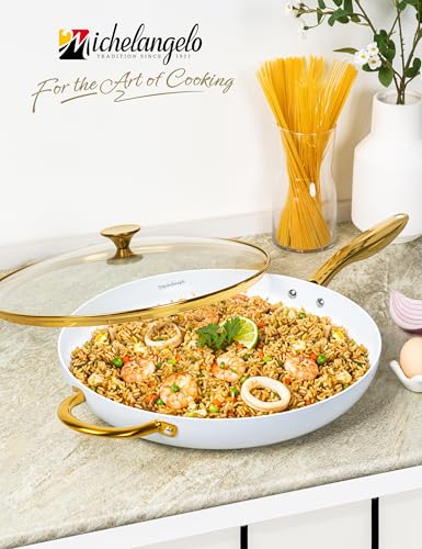 Large Frying Pan with Lid (Pure White / 14 inch)