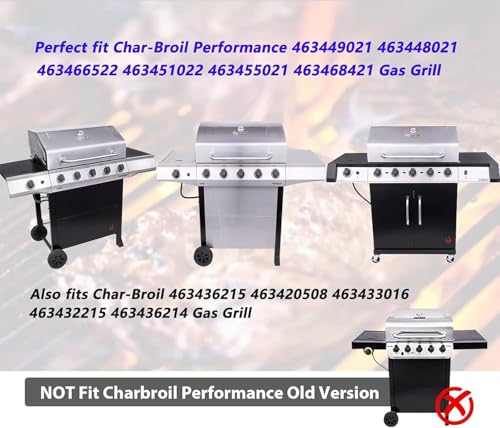 Grill Parts for Charbroil Performance 5 Burner 463448021 463449021 463451022 Cast Iron Grill Grates Stainless Steel Burners (17" x 28.251")