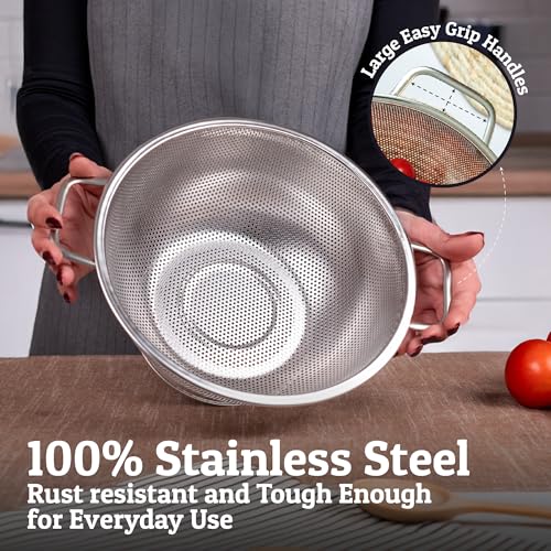 PriorityChef Premium Stainless Steel Colander for Kitchen (3 Qrt)