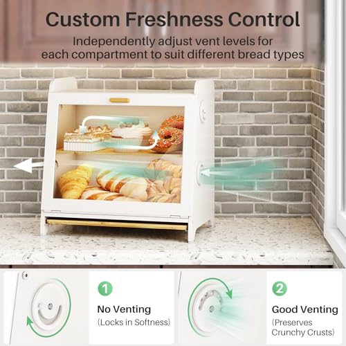Airtight Bread Box for Kitchen Countertop (White / L)
