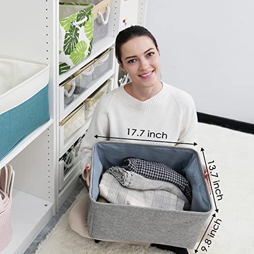 Fabric Storage Bins Baskets for Organizing (Grey / 3PCS/X Large -17.7Lx13.8Wx9.8H)