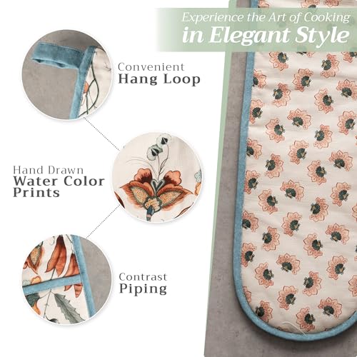 Double Oven Mitts 100% Cotton Double Oven Glove (060 - Dalida / 7" x 35" (Double Oven Mitt))